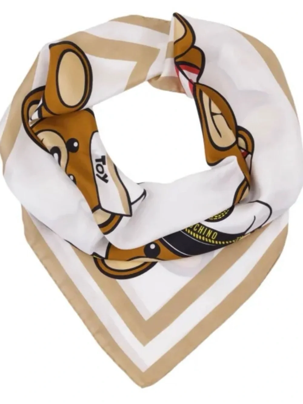Moschino Beige & White Teddy Sailor Print Scarf Panel